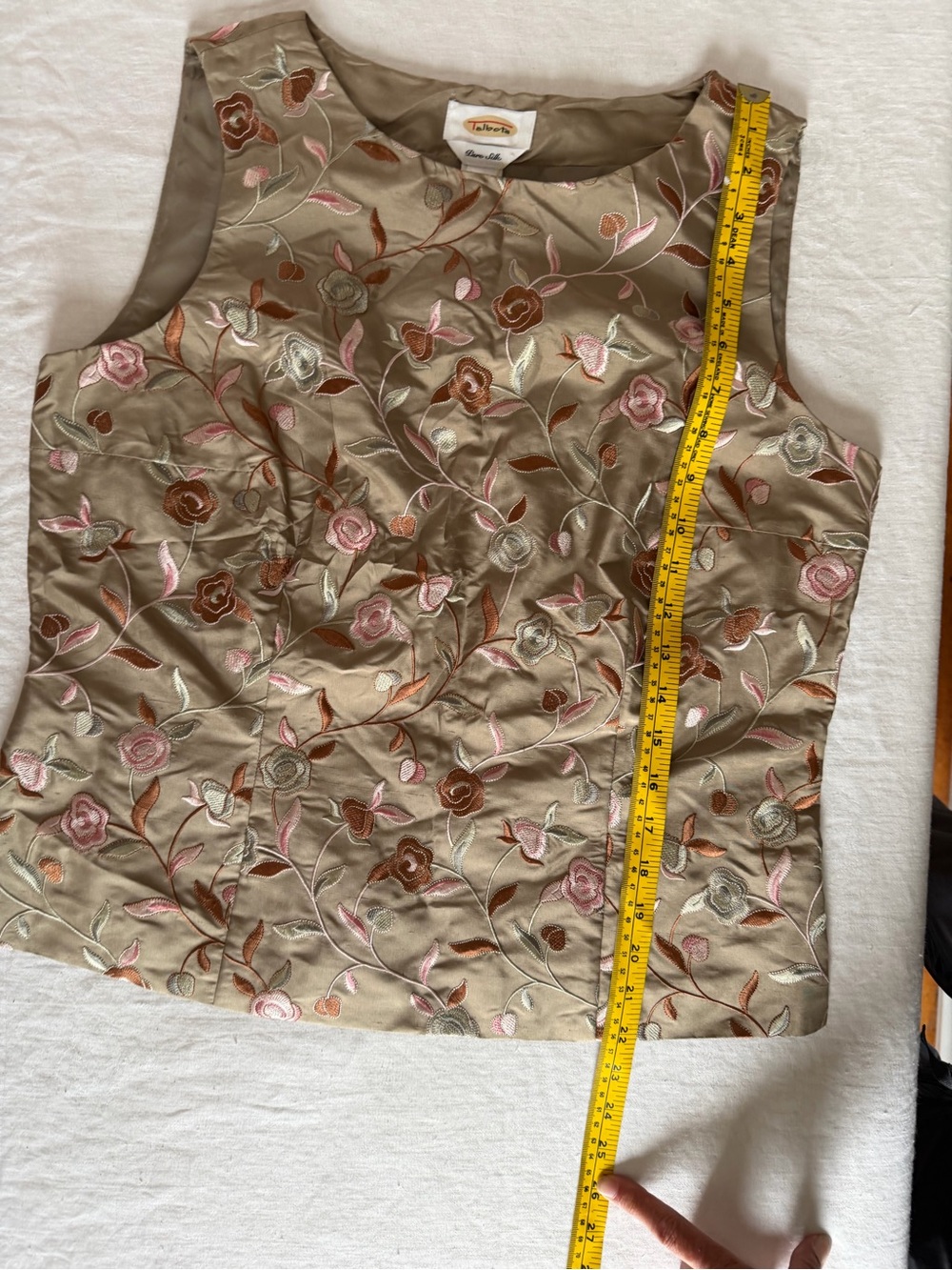 Talbots 100% Silk Lined Two Piece Floral Embroidery Top and Pants size 12 - Picture 14 of 14